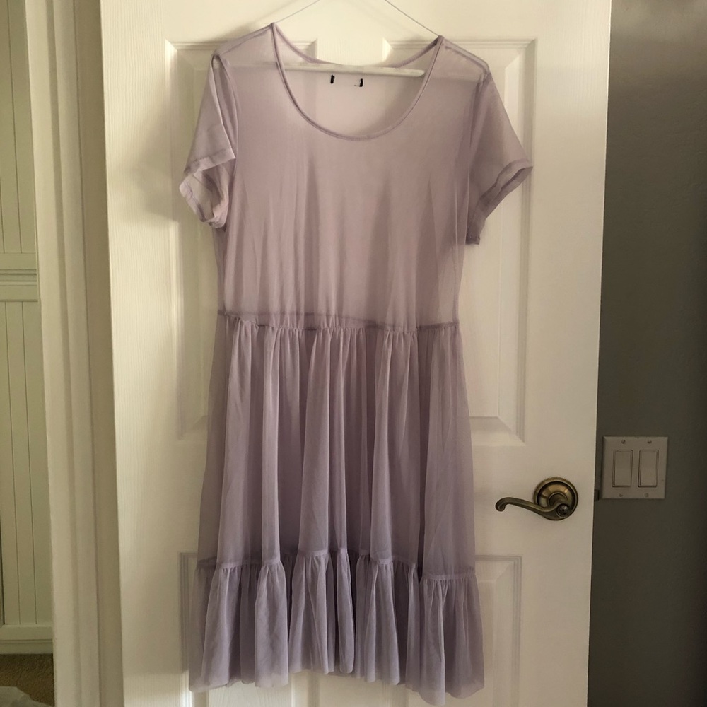 Purple Mesh Lace Dress